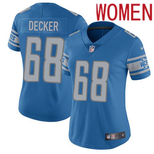 Women Detroit Lions 68 Taylor Decker Nike Blue Vapor Limited NFL Jersey